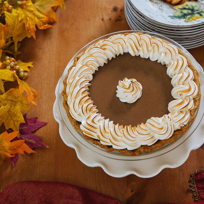 pumpkin pie on a fall table