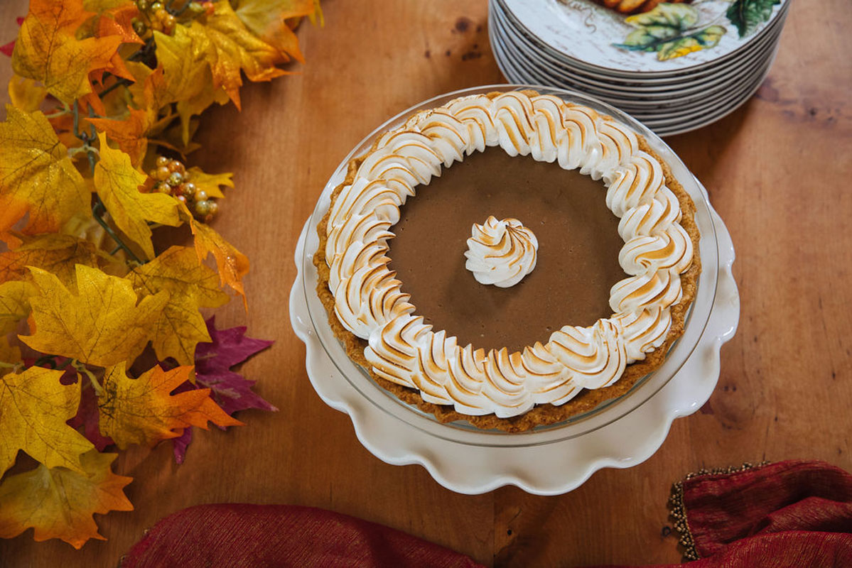 pumpkin pie on a fall table